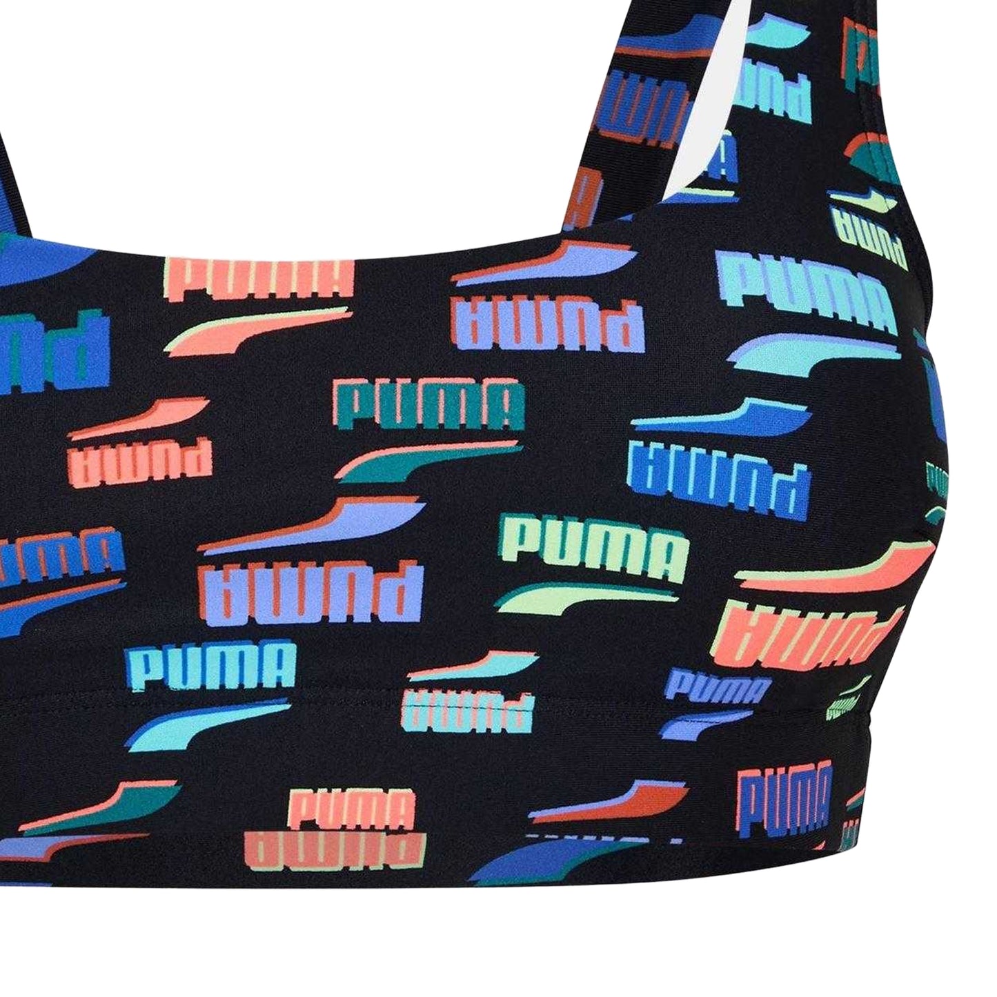 Black - Side - Puma Womens-Ladies All Over Logo Bikini Top