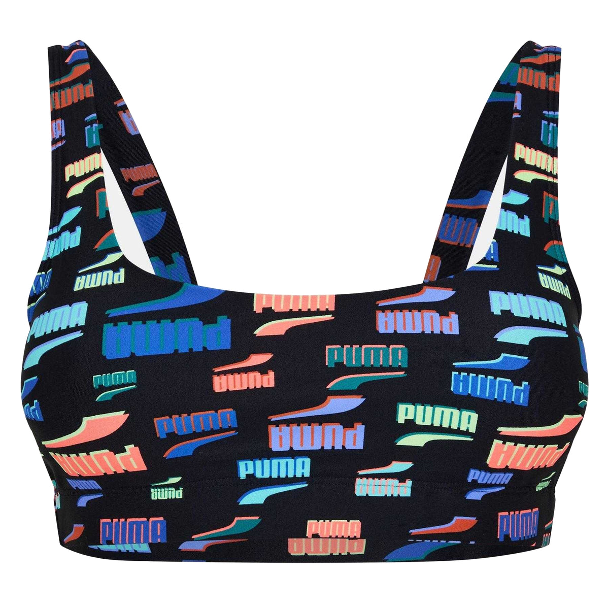 Black - Front - Puma Womens-Ladies All Over Logo Bikini Top