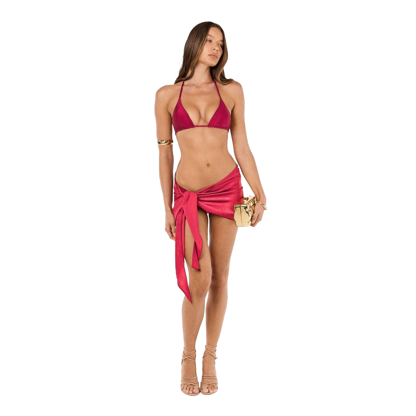Maroon - Pack Shot - Grace Jacob Womens-Ladies Triangle Cups Bikini Top