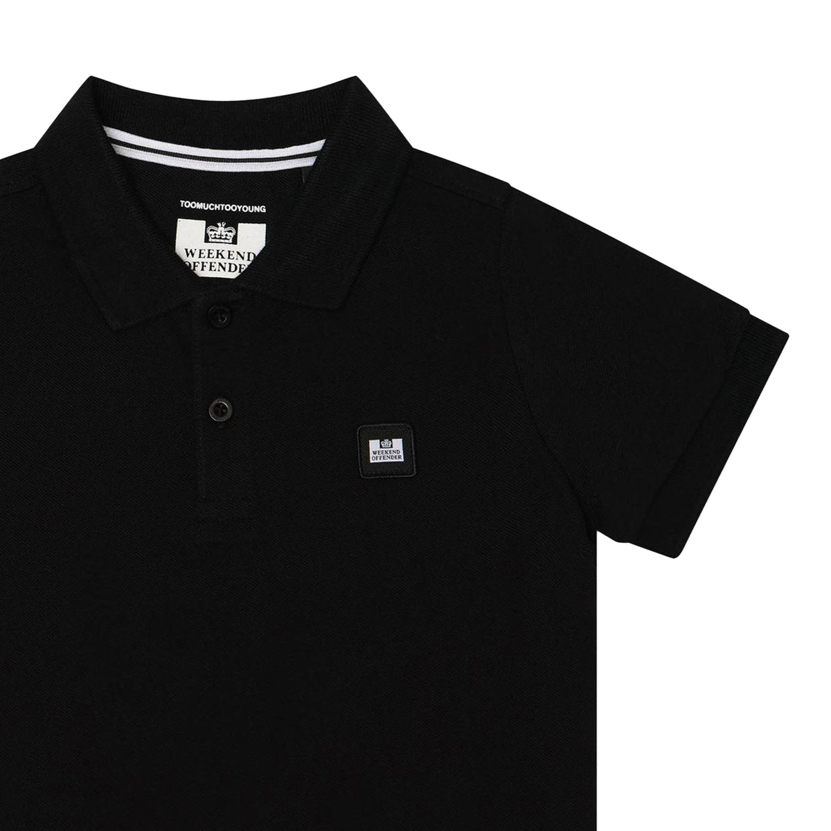 Black - Side - Weekend Offender Childrens-Kids Barnum Cotton Polo Shirt