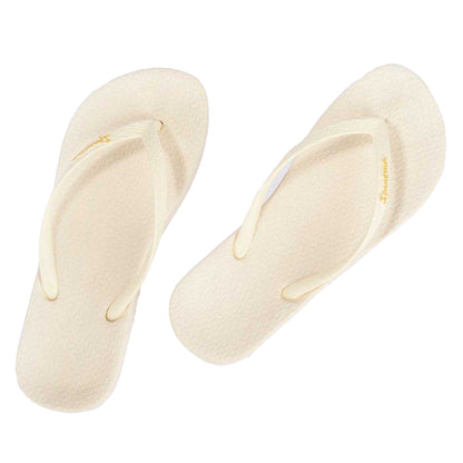 Beige - Back - Ipanema Womens-Ladies Anat Logo Flat Flip Flops