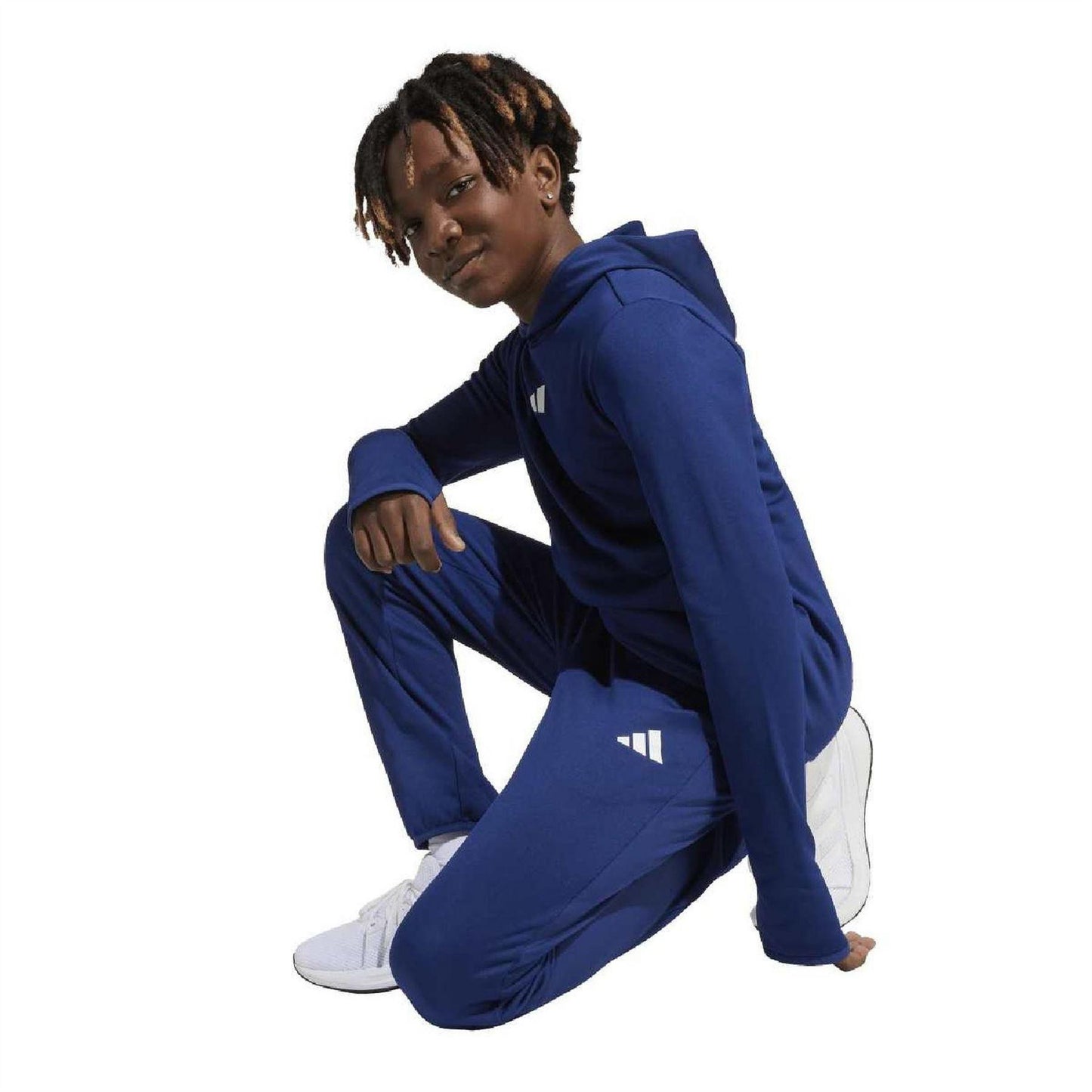 Dark Blue - Side - Adidas Childrens-Kids Game Sweatpants