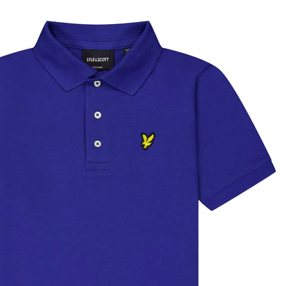 Blue - Side - Lyle & Scott Childrens-Kids Plain Polo Shirt
