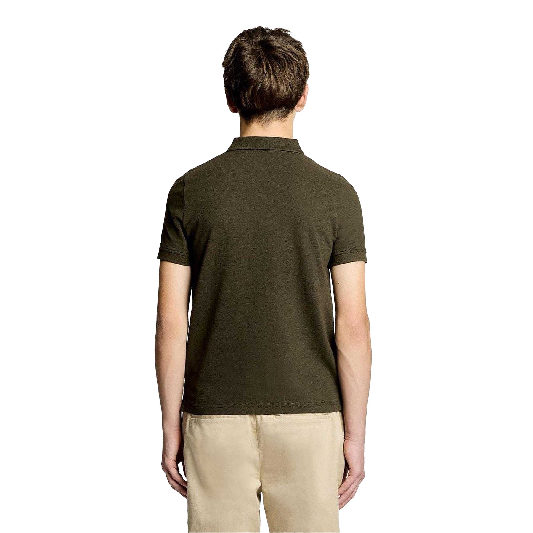 Olive - Back - Lyle & Scott Childrens-Kids Plain Polo Shirt