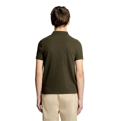 Olive - Back - Lyle & Scott Childrens-Kids Plain Polo Shirt