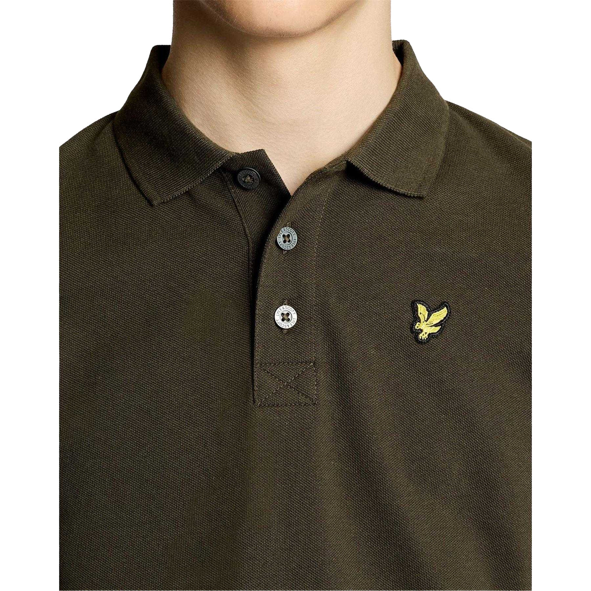 Olive - Side - Lyle & Scott Childrens-Kids Plain Polo Shirt