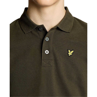 Olive - Side - Lyle & Scott Childrens-Kids Plain Polo Shirt