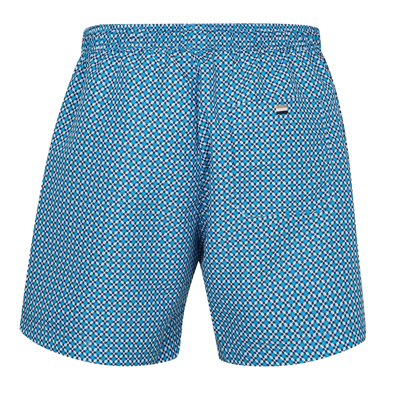 Open Blue - Back - Boss Mens Geometric Pattern Swim Shorts