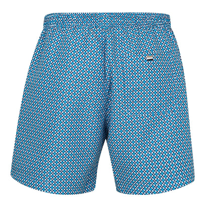 Open Blue - Back - Boss Mens Geometric Pattern Swim Shorts
