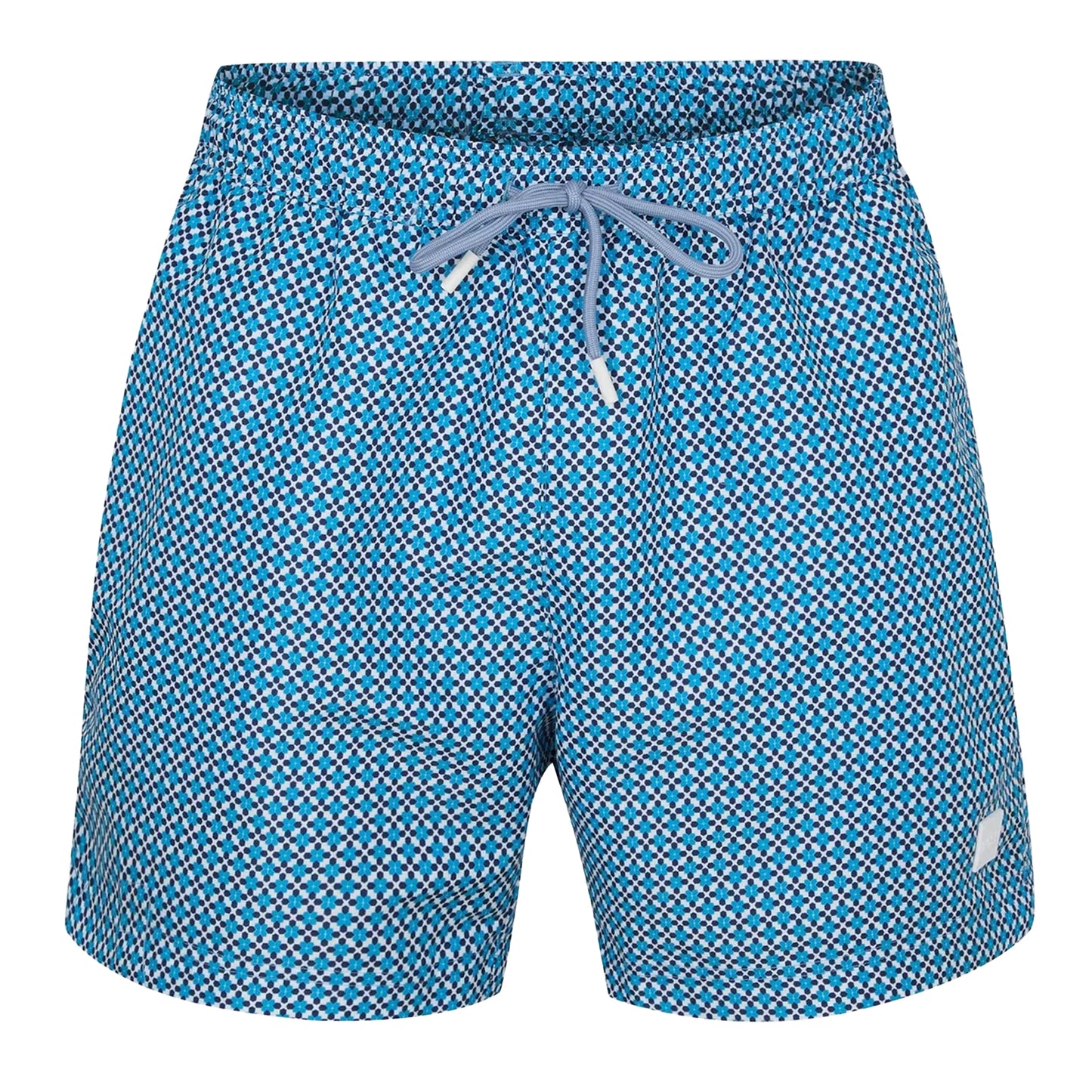 Open Blue - Front - Boss Mens Geometric Pattern Swim Shorts