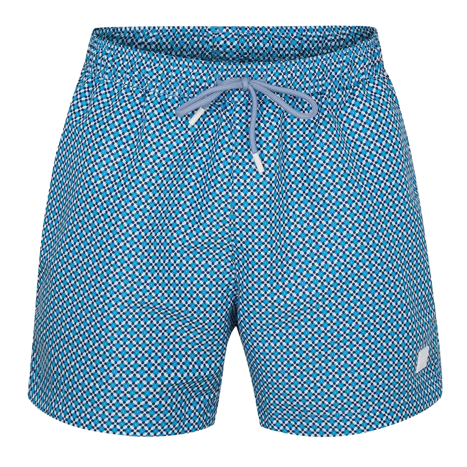 Open Blue - Front - Boss Mens Geometric Pattern Swim Shorts