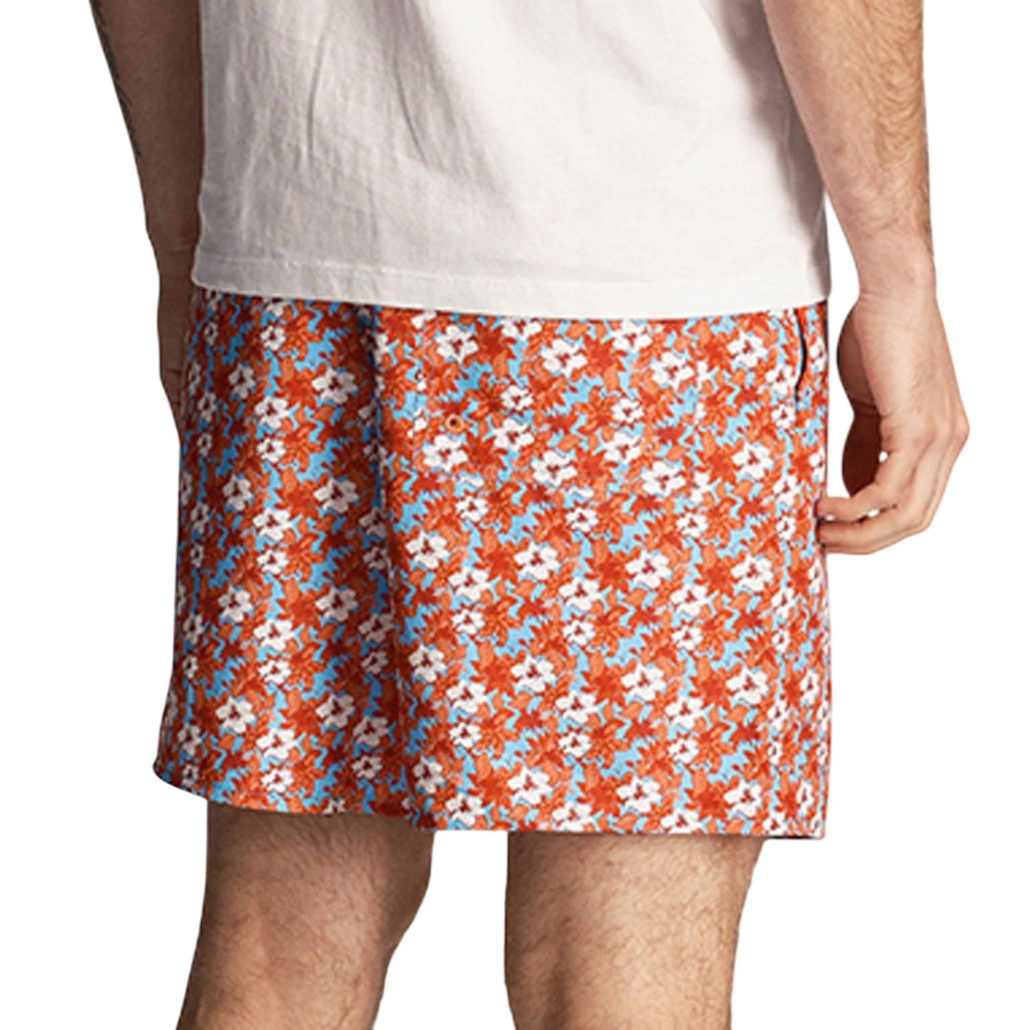 Orange - Back - Lyle & Scott Mens Resort Floral Swim Shorts