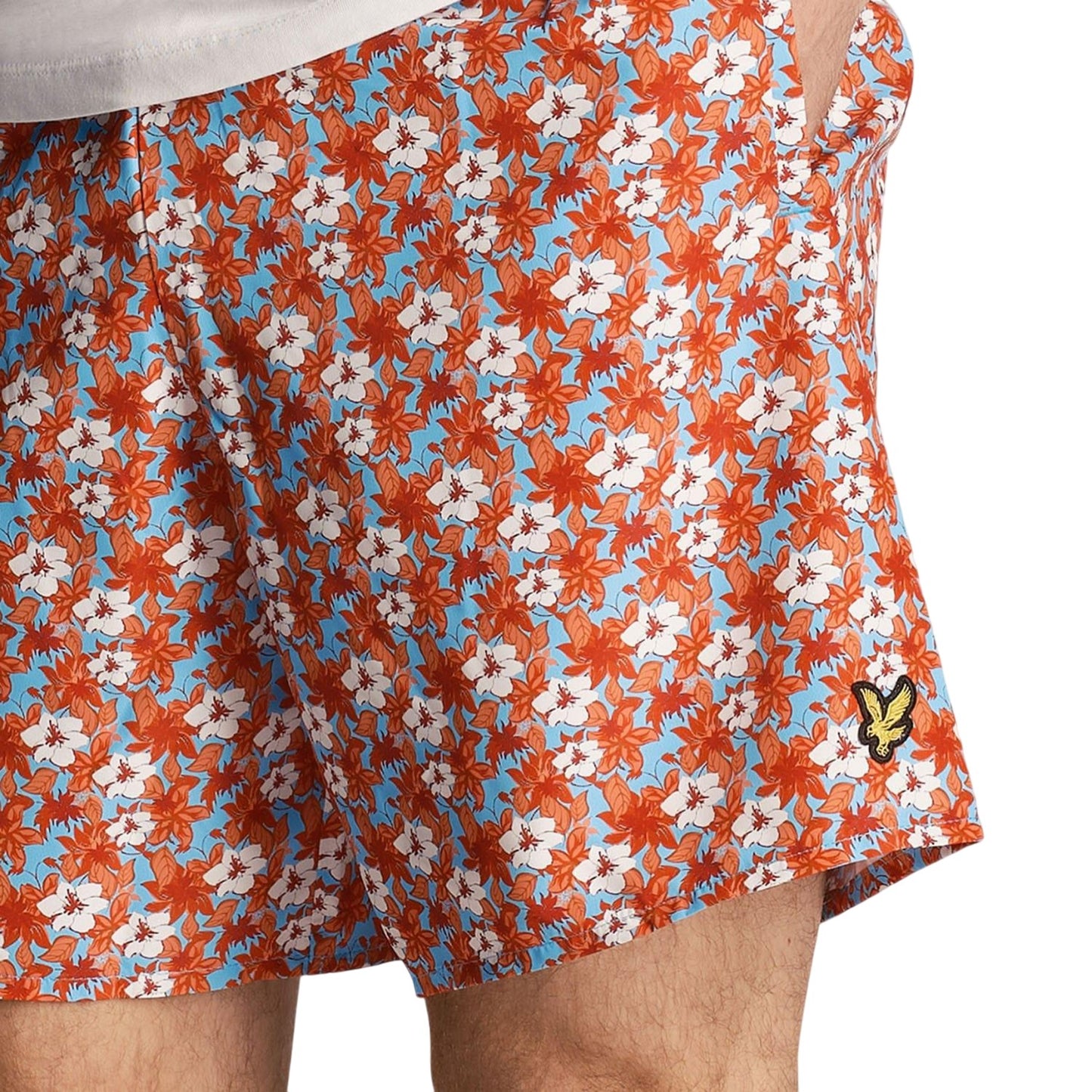 Orange - Side - Lyle & Scott Mens Resort Floral Swim Shorts