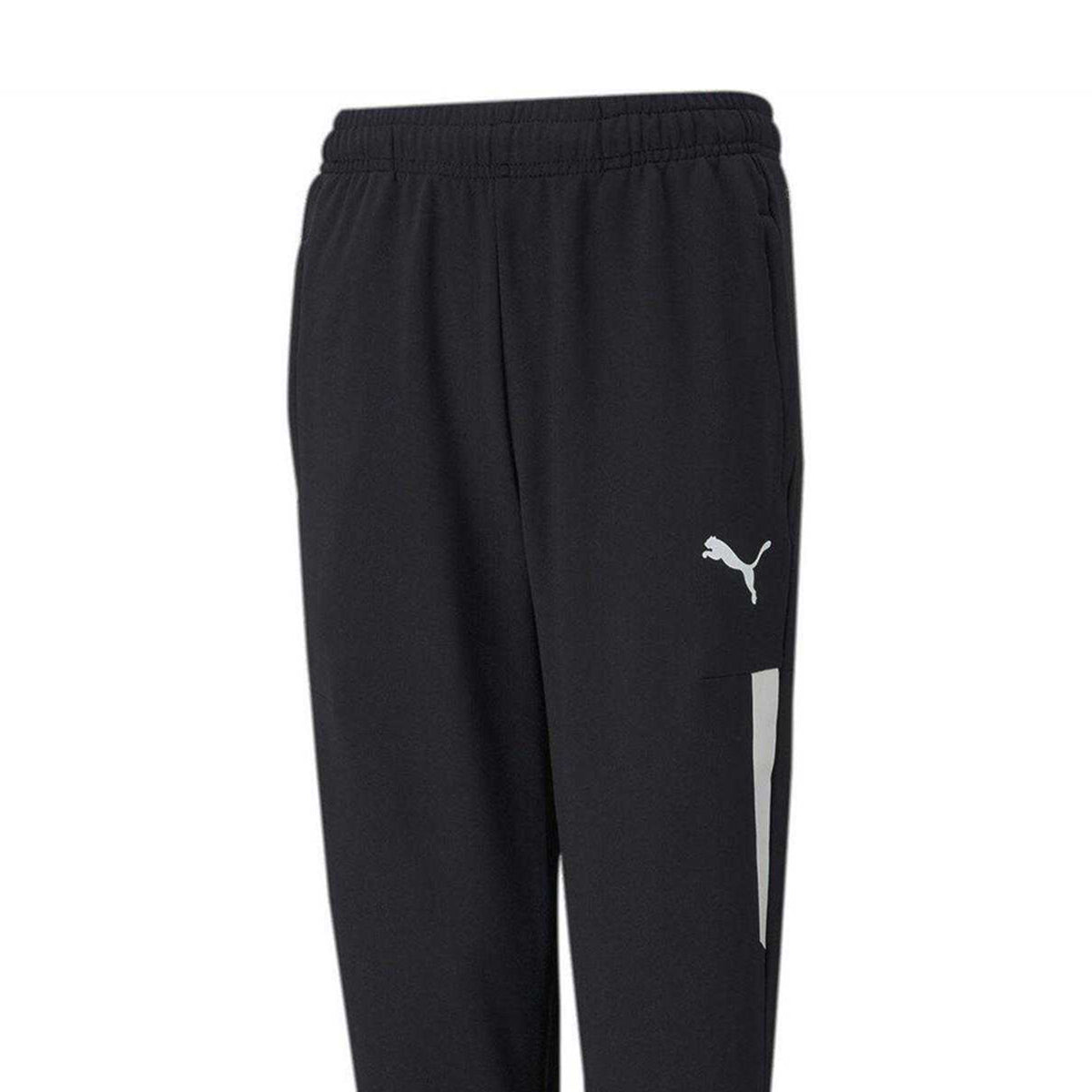 Black-White - Side - Puma Childrens-Kids TeamLIGA Pro Tapered Tracksuit Bottoms
