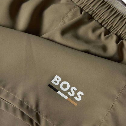 Brown - Side - Boss Mens Swordfish Regular Swimming Trunks