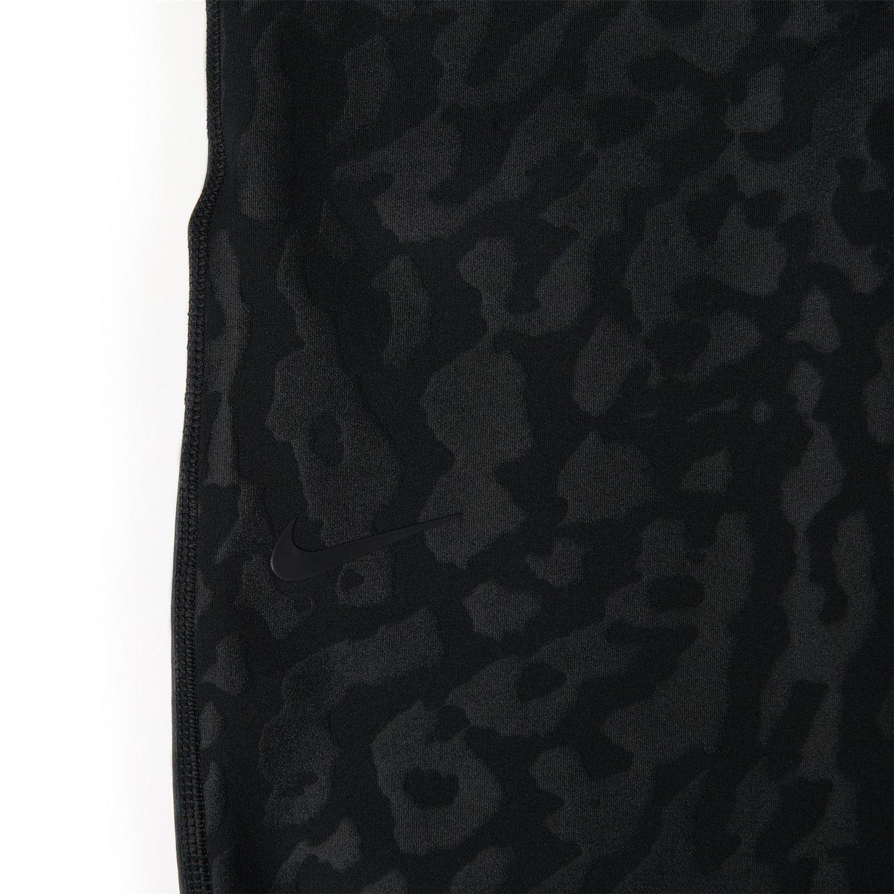 Black-Anthracite-Smoke Grey - Side - Nike Womens-Ladies Unvrsa Animal Print High Rise 7-8 Leggings