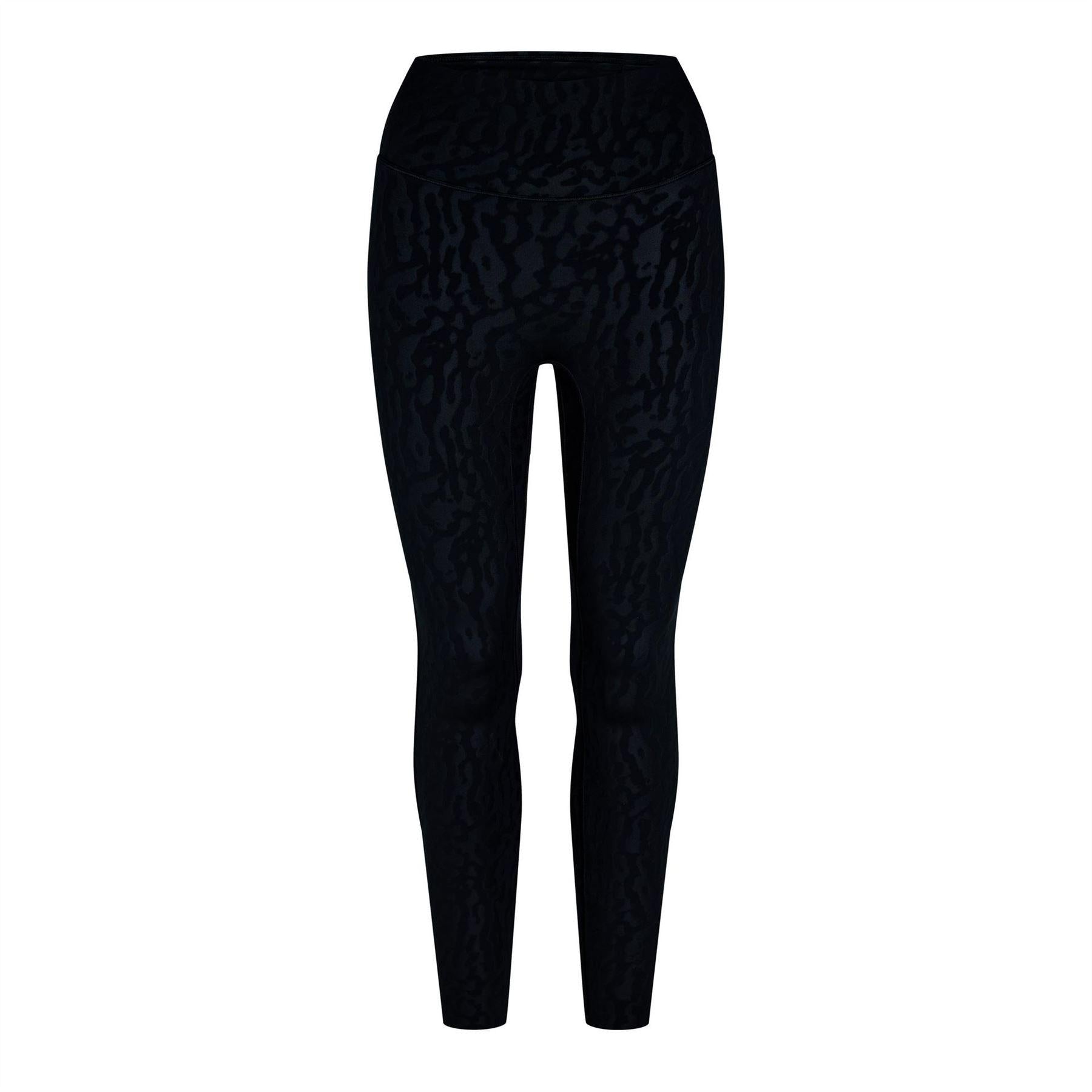 Black-Anthracite-Smoke Grey - Front - Nike Womens-Ladies Unvrsa Animal Print High Rise 7-8 Leggings