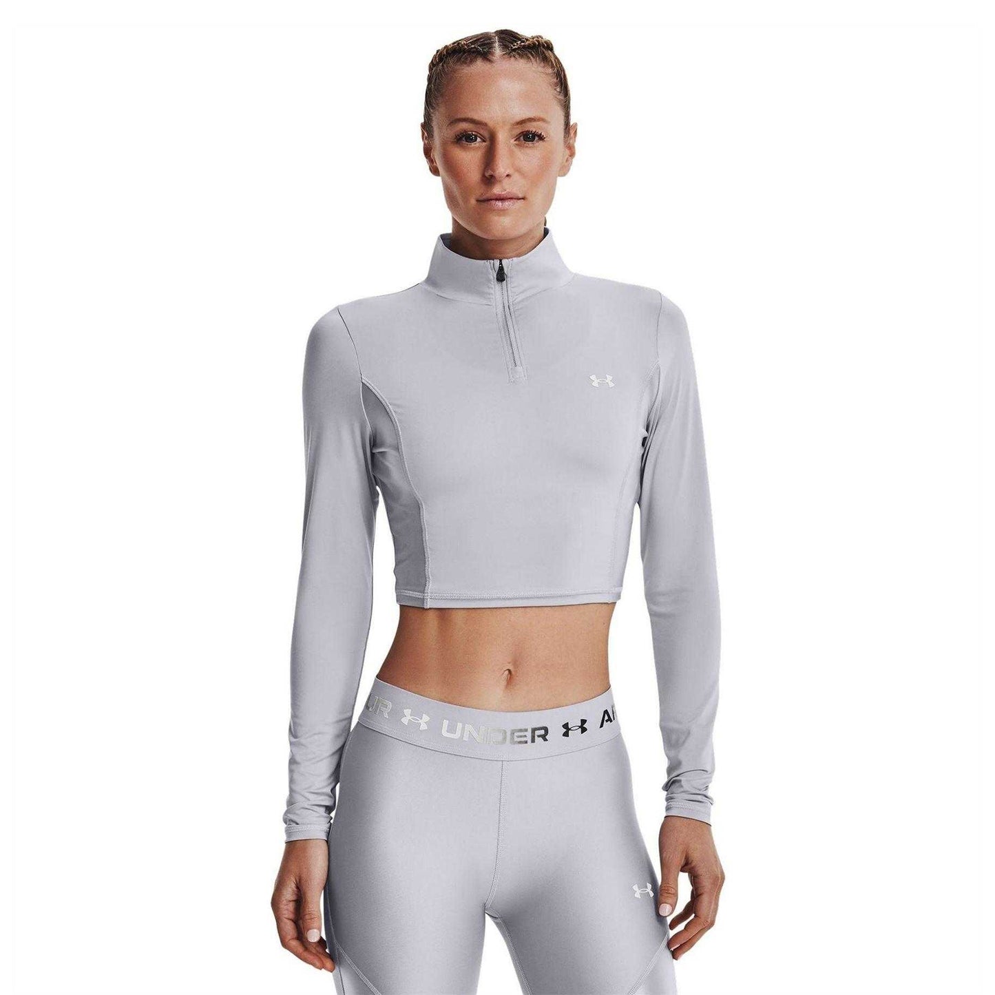 Gray Dawn - Lifestyle - Under Armour Womens-Ladies Shine Cropped Fleece Top