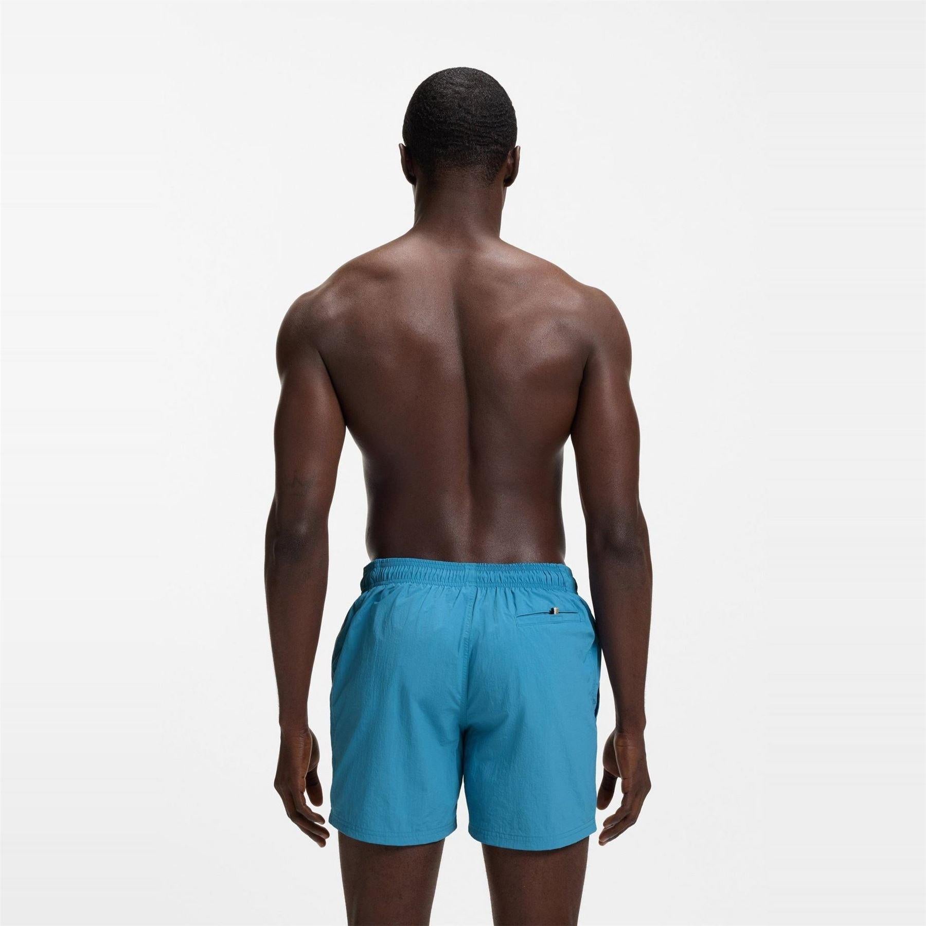 Turquoise-Aqua - Pack Shot - Boss Mens Logo Swim Shorts
