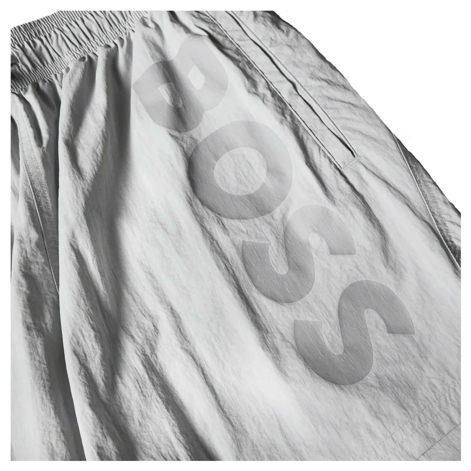 Grey - Side - Boss Mens Logo Swim Shorts