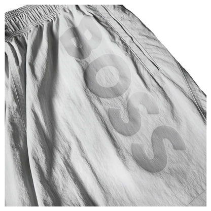 Grey - Side - Boss Mens Logo Swim Shorts