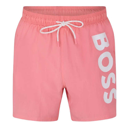 Light Pink - Front - Boss Mens Logo Swim Shorts