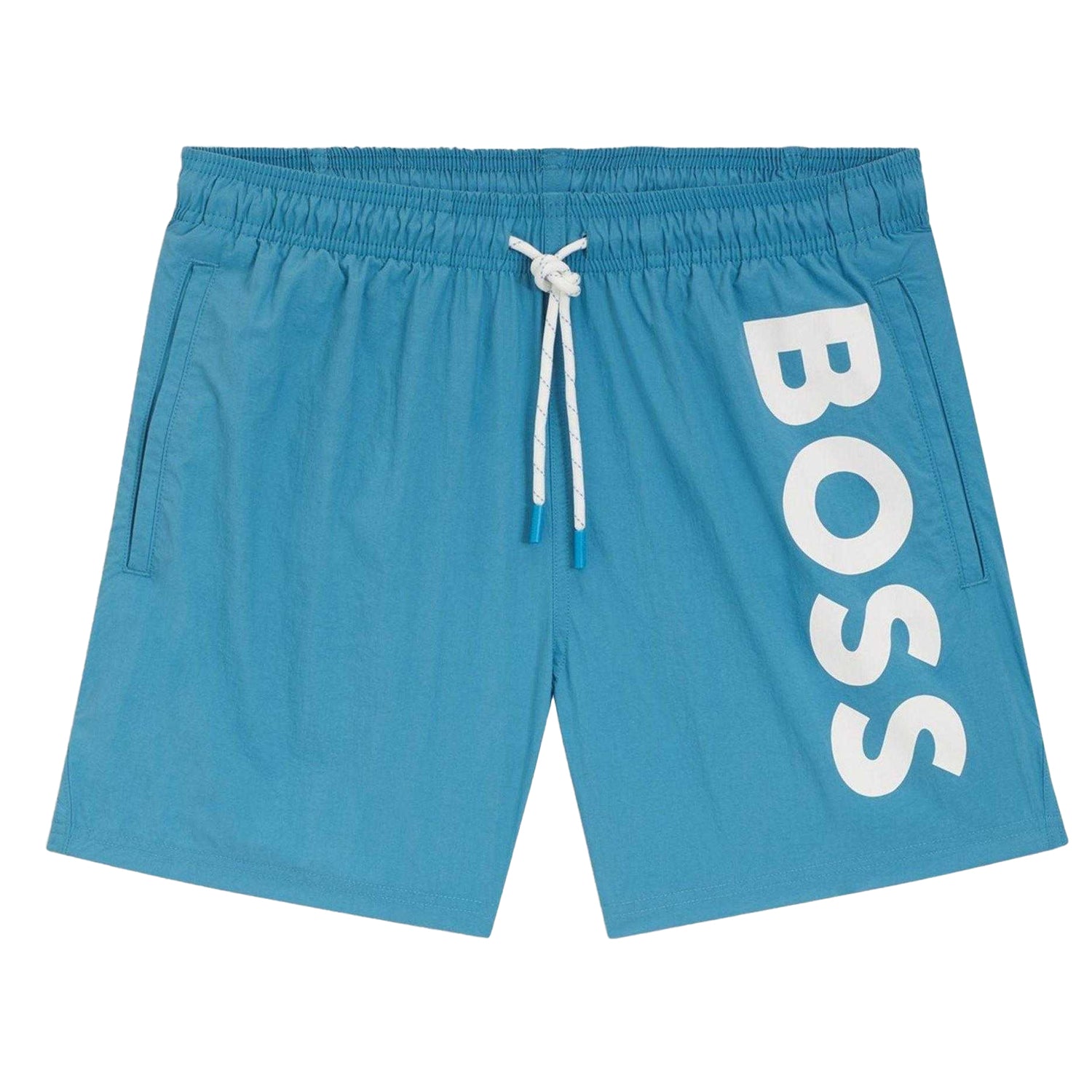Turquoise-Aqua - Front - Boss Mens Logo Swim Shorts