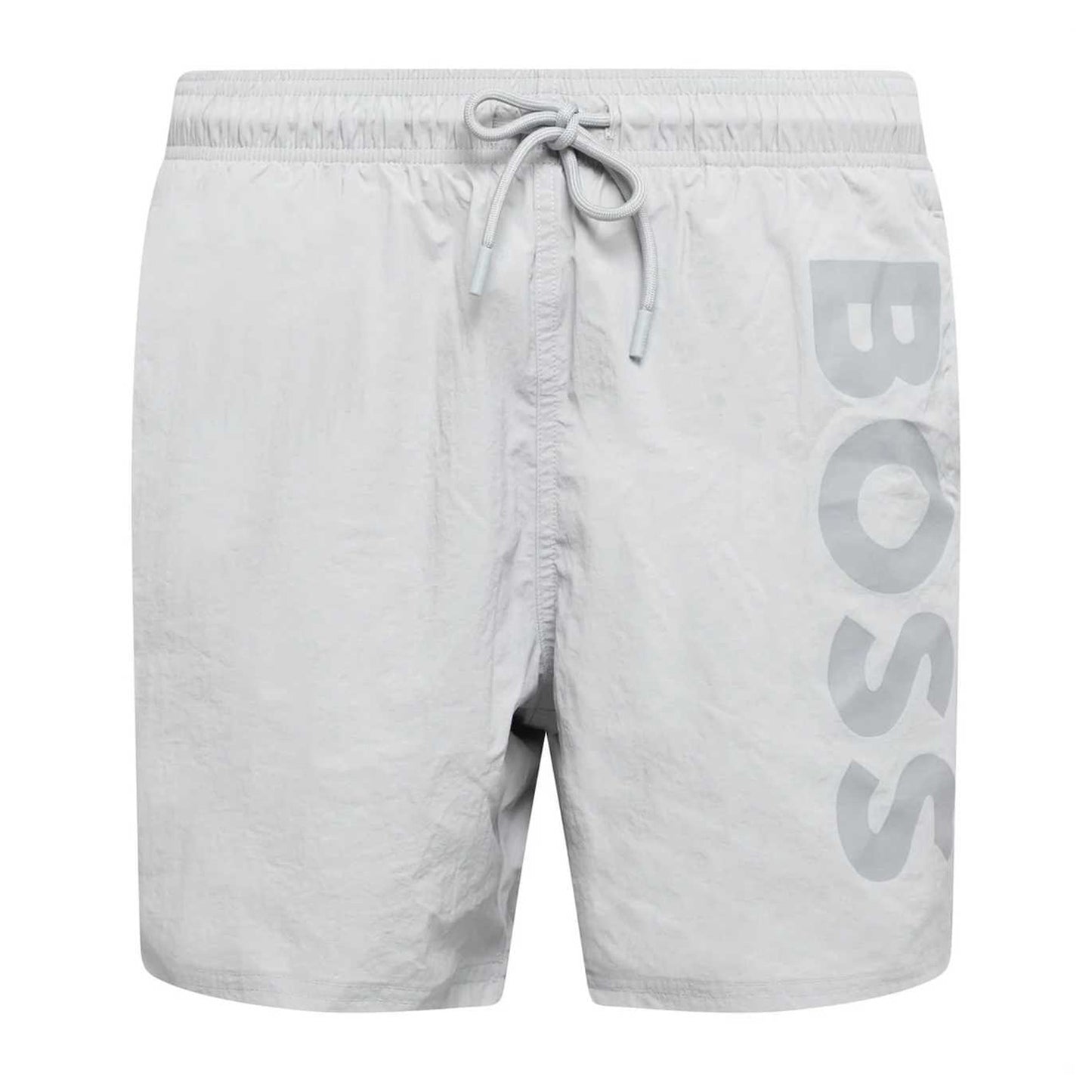 Grey - Front - Boss Mens Logo Swim Shorts