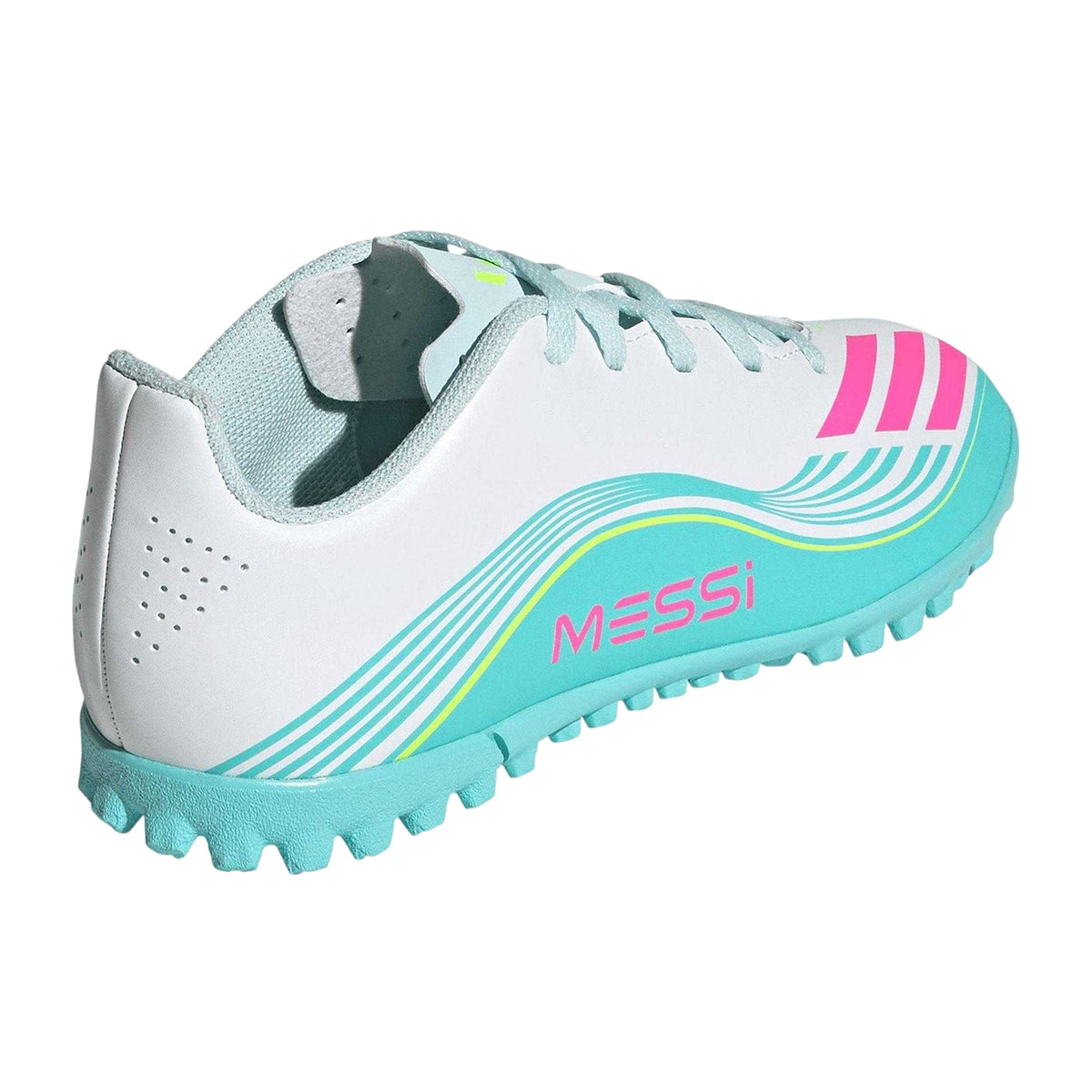 White-Pink-Blue - Back - Adidas Childrens-Kids F50 Lionel Messi Astro Turf Trainers