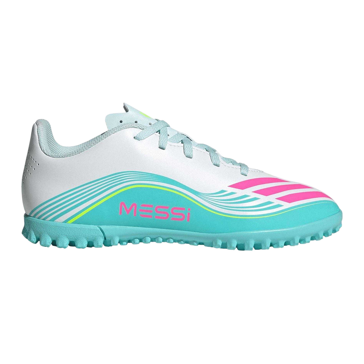 White-Pink-Blue - Front - Adidas Childrens-Kids F50 Lionel Messi Astro Turf Trainers