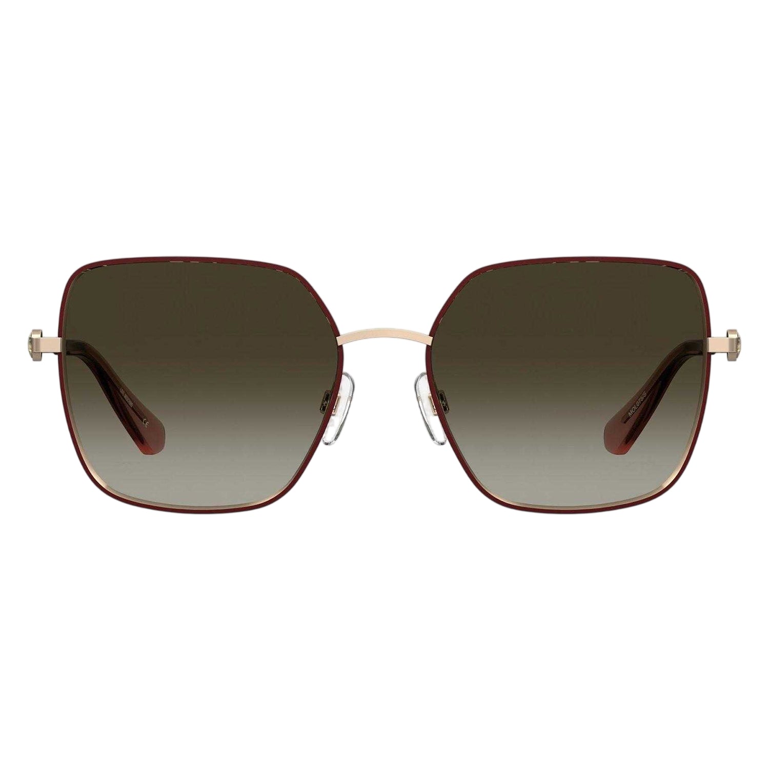 Burgundy - Side - Moschino Womens-Ladies Moscsun Rectangular Sunglasses