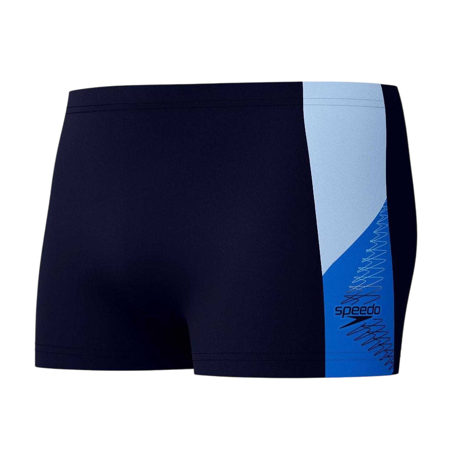 Navy Blue-Lagoon Blue - Front - Speedo Mens Dive Splice Boxer Shorts