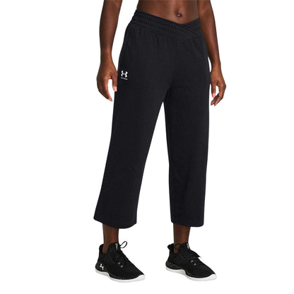 Black - Side - Under Armour Womens-Ladies Rival Terry Tracksuit Bottoms