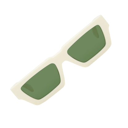 White-Green - Back - Off White Womens-Ladies Manchester Rectangle Sunglasses