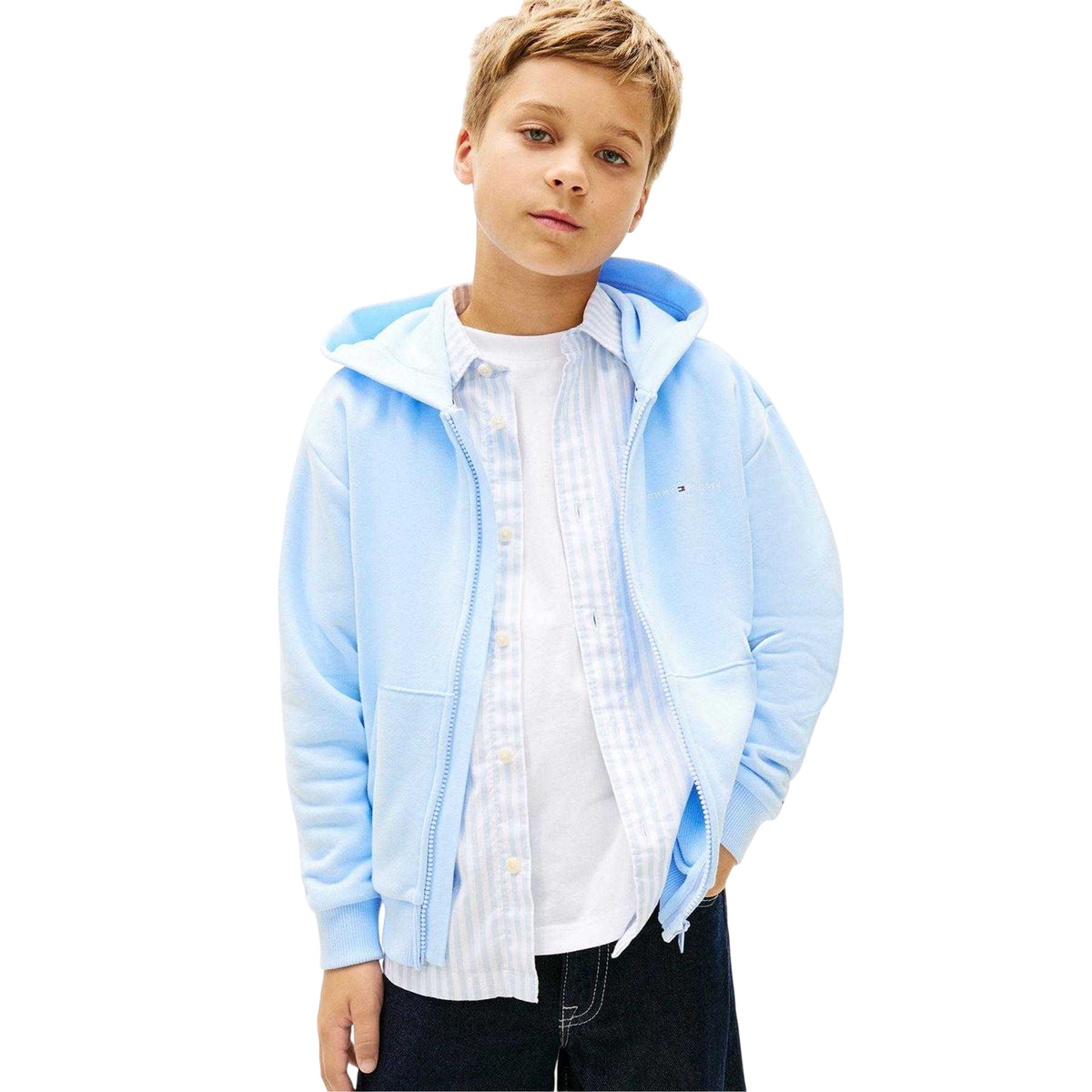 Sweet Blue - Back - Tommy Hilfiger Childrens-Kids Mini Corp Full Zip Hoodie
