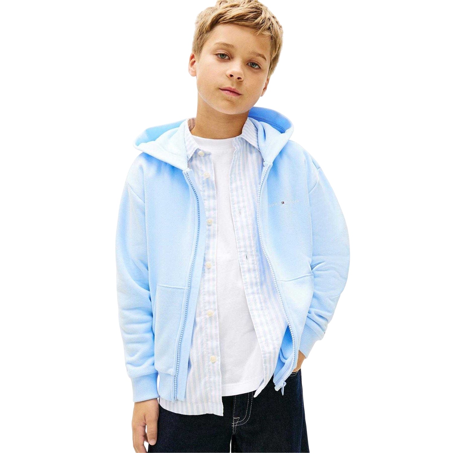 Sweet Blue - Back - Tommy Hilfiger Childrens-Kids Mini Corp Full Zip Hoodie