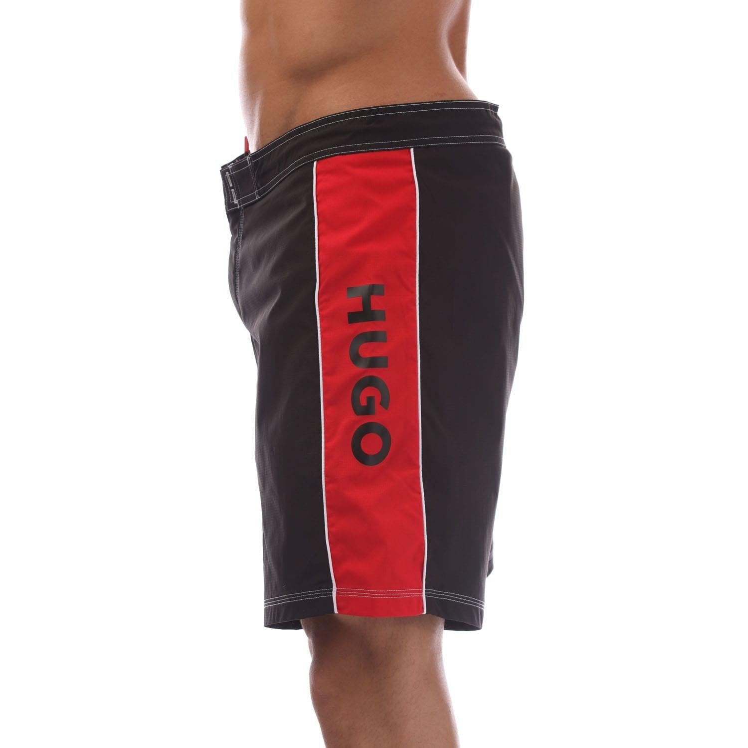 Black - Lifestyle - Hugo Mens Ryde Logo Swim Shorts