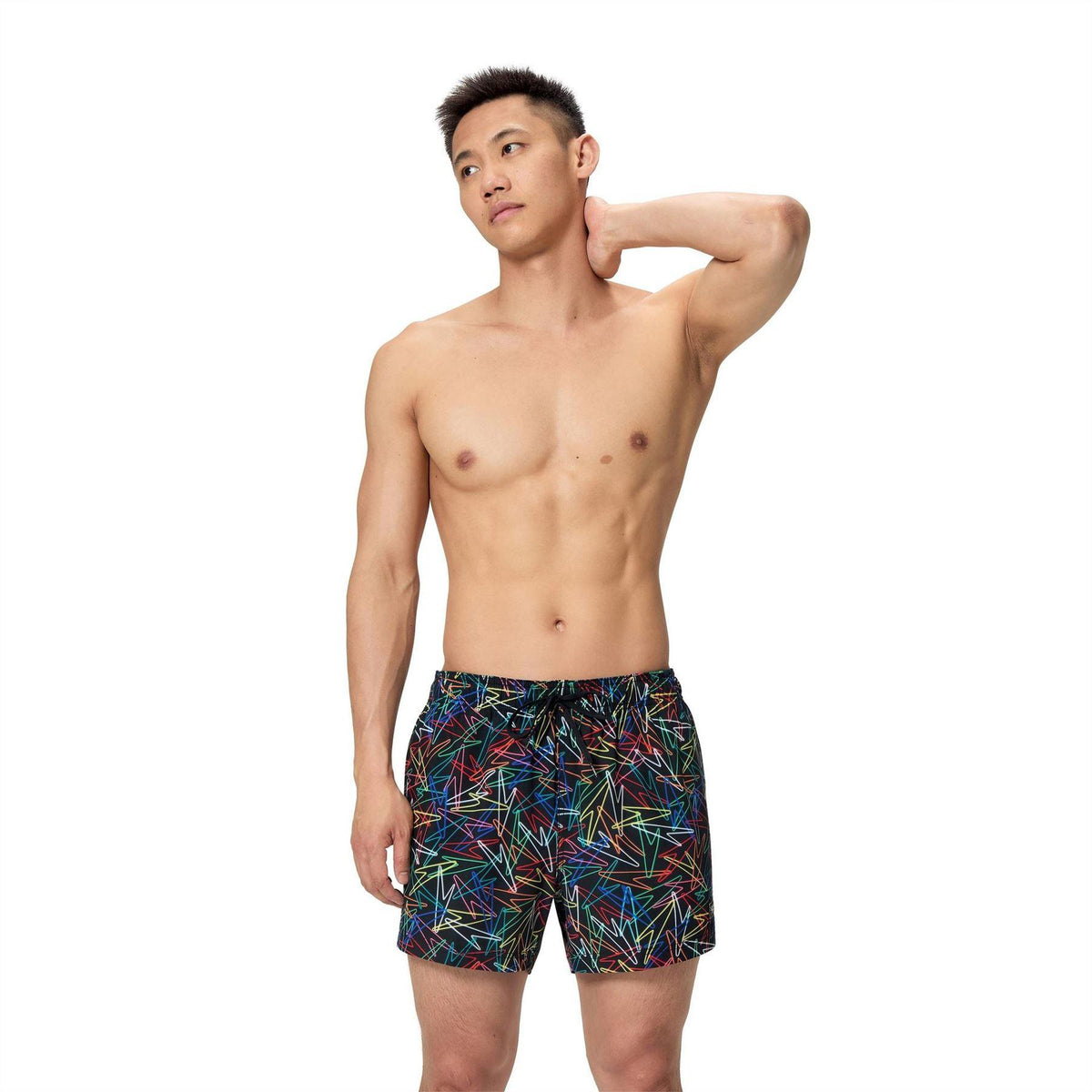 Black-Red - Front - Speedo Mens Printed Swim Shorts