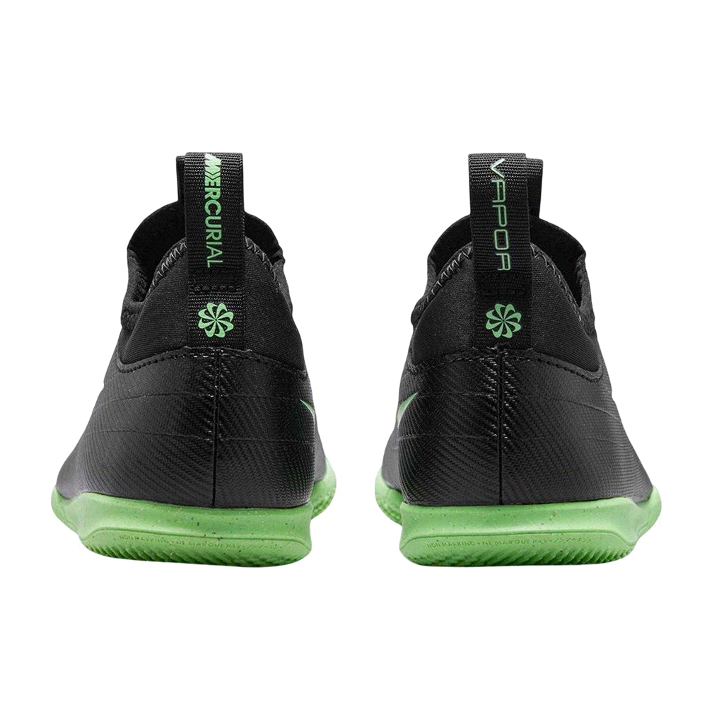 Black-Green - Back - Nike Childrens-Kids Mercurial Indoor Football Shoes