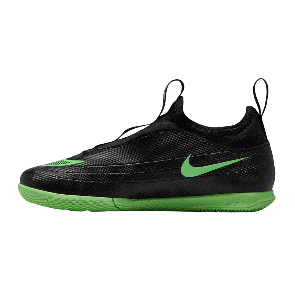 Black-Green - Side - Nike Childrens-Kids Mercurial Indoor Football Shoes