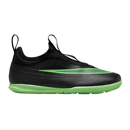 Black-Green - Front - Nike Childrens-Kids Mercurial Indoor Football Shoes