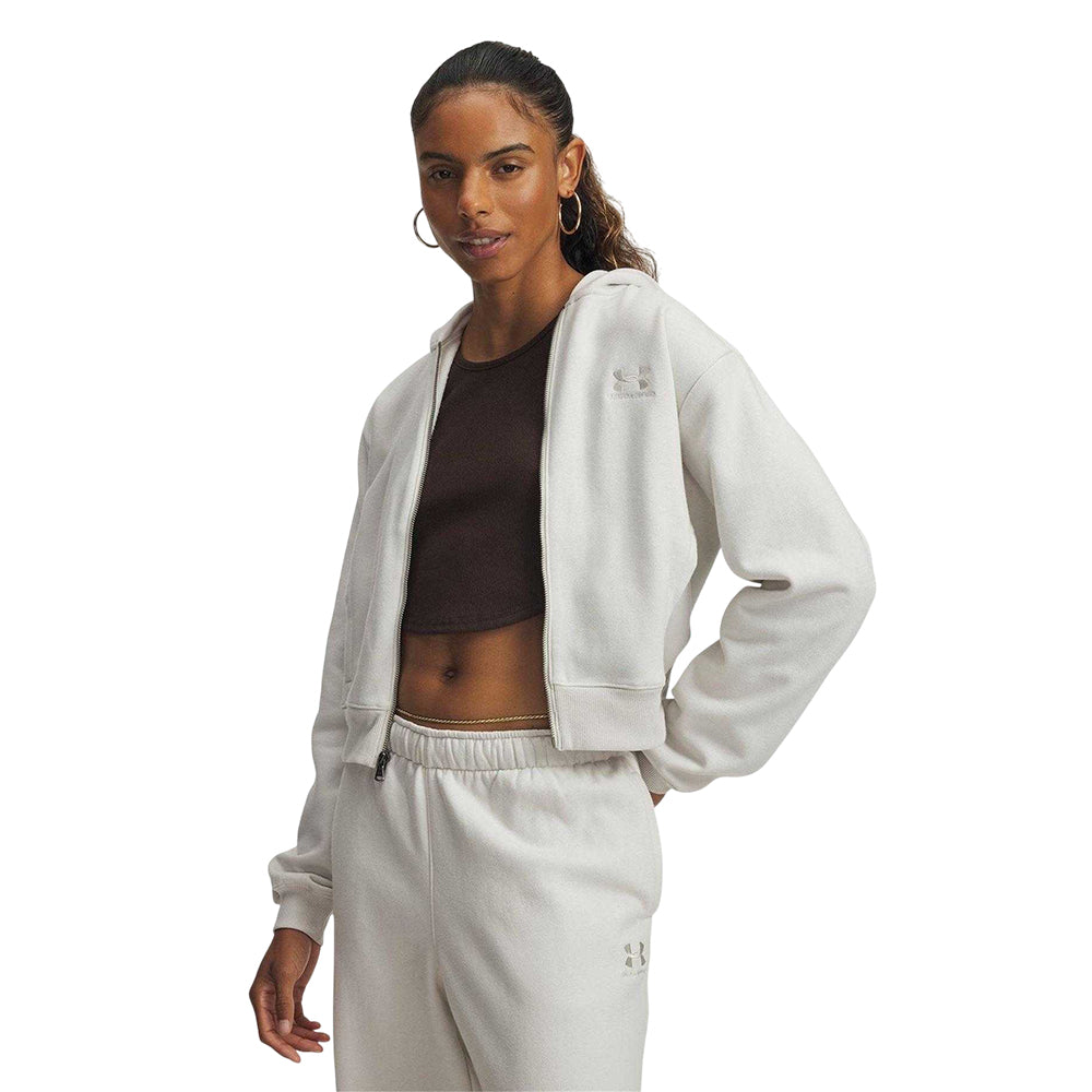 White - Front - Under Armour Womens-Ladies Fleece Full Zip Hoodie