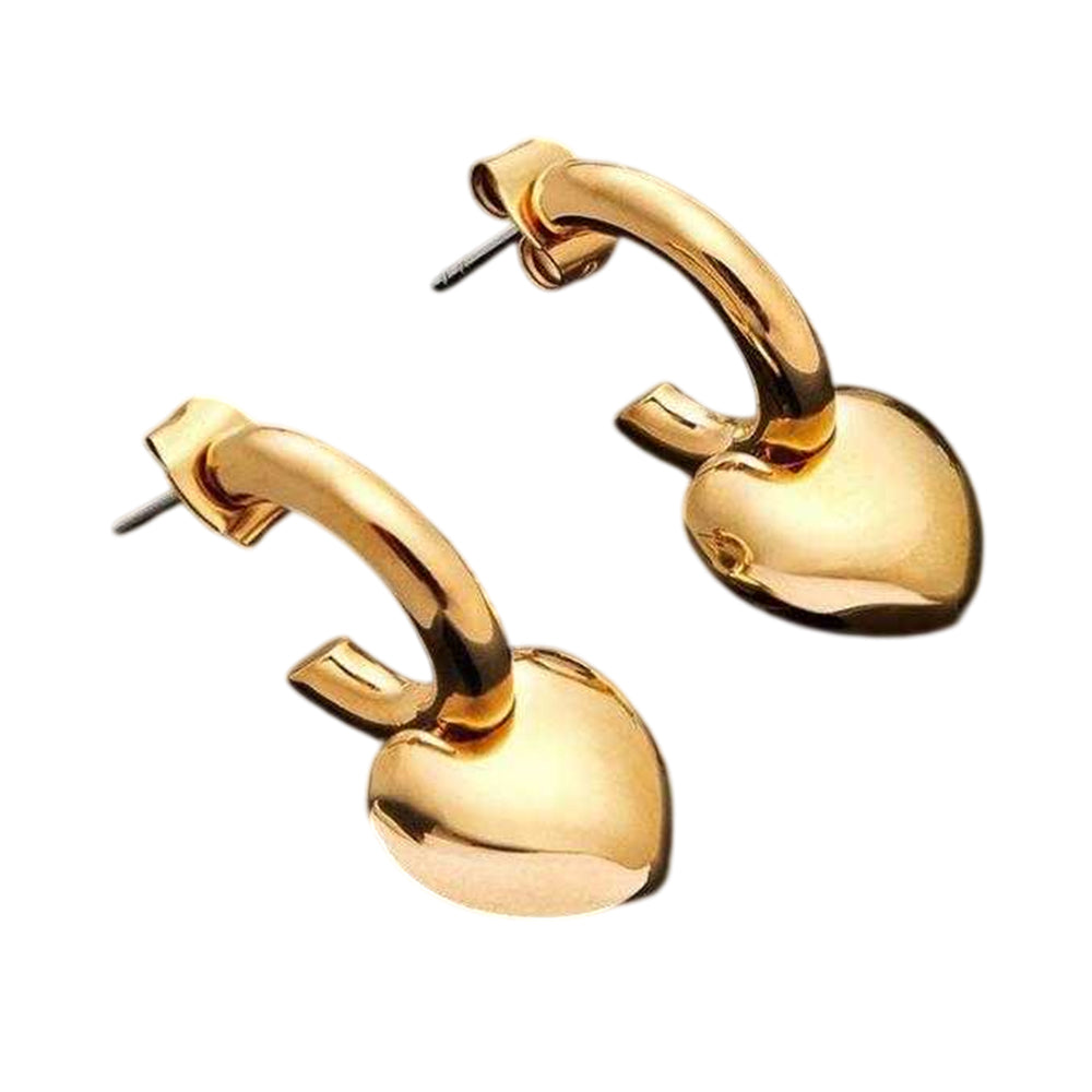Gold - Front - Chiara Ferragni Womens-Ladies Heart Hoop Earrings