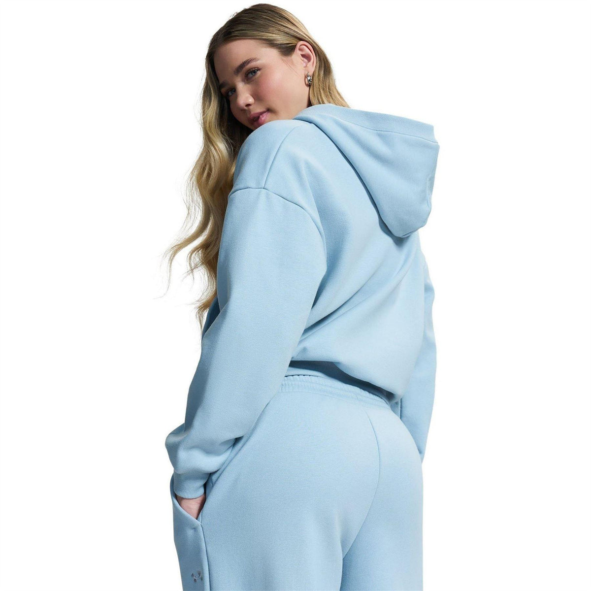 Grey Blue - Back - Under Armour Womens-Ladies Icon Fleece Relaxed Fit Hoodie