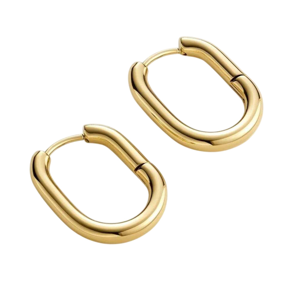 Gold - Back - D.Louise Oval Hoop Earrings