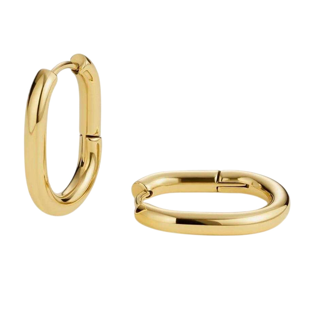 Gold - Front - D.Louise Oval Hoop Earrings