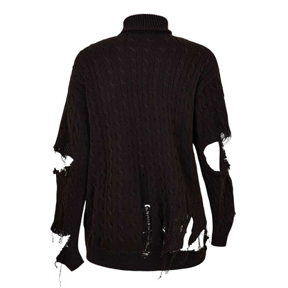 Brown - Back - Balenciaga Womens-Ladies Distressed Relaxed Fit Jumper