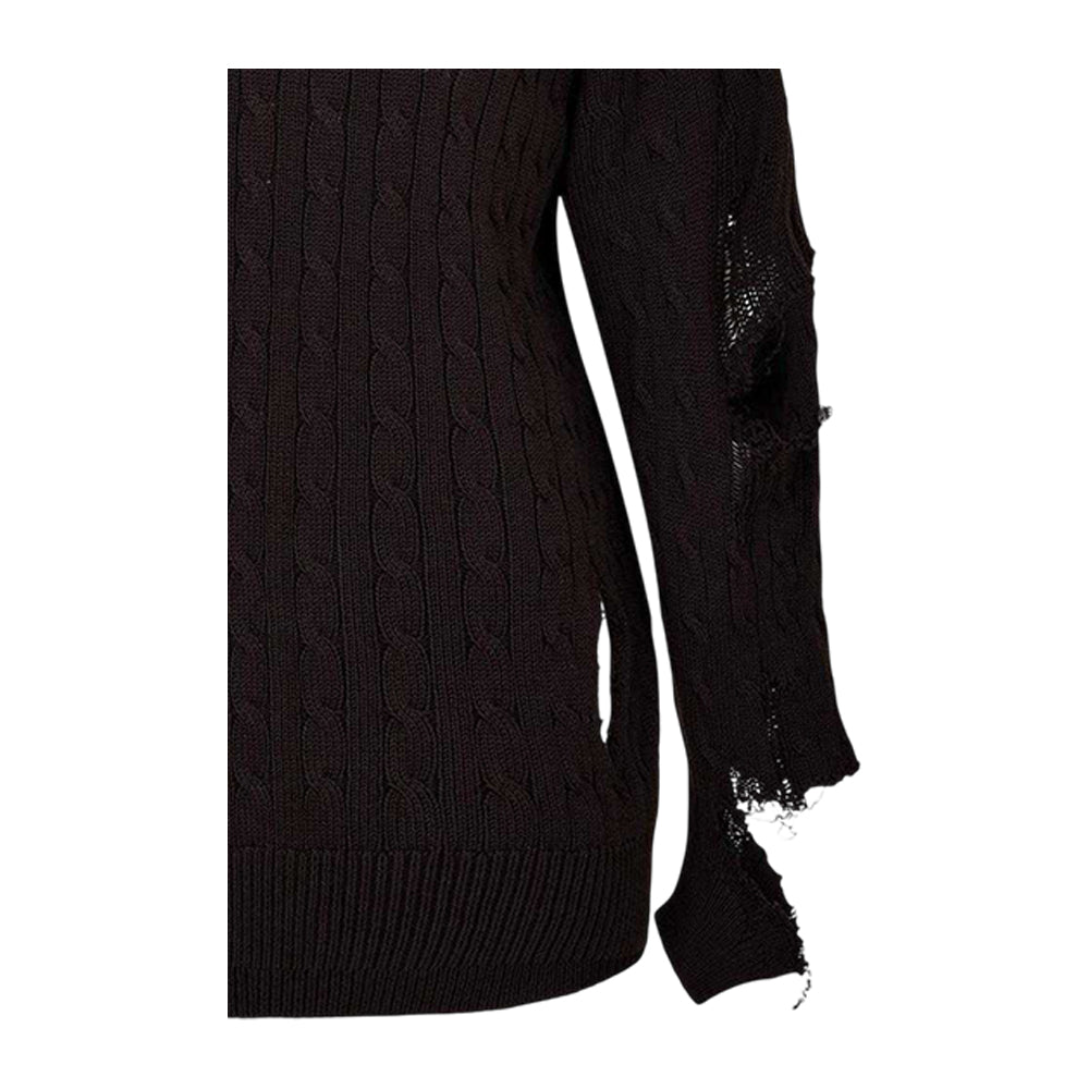 Brown - Side - Balenciaga Womens-Ladies Distressed Relaxed Fit Jumper