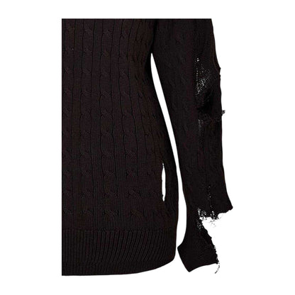 Brown - Side - Balenciaga Womens-Ladies Distressed Relaxed Fit Jumper