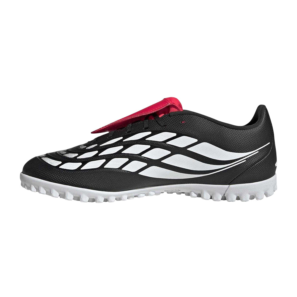 Black-Red - Side - Adidas Mens Predator Club Folded Tongue Astro Turf Trainers